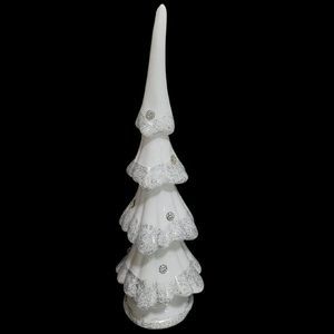Christmas Tree 12"‎ Decor White Silver Glitter Rhinestone Holiday Decoration